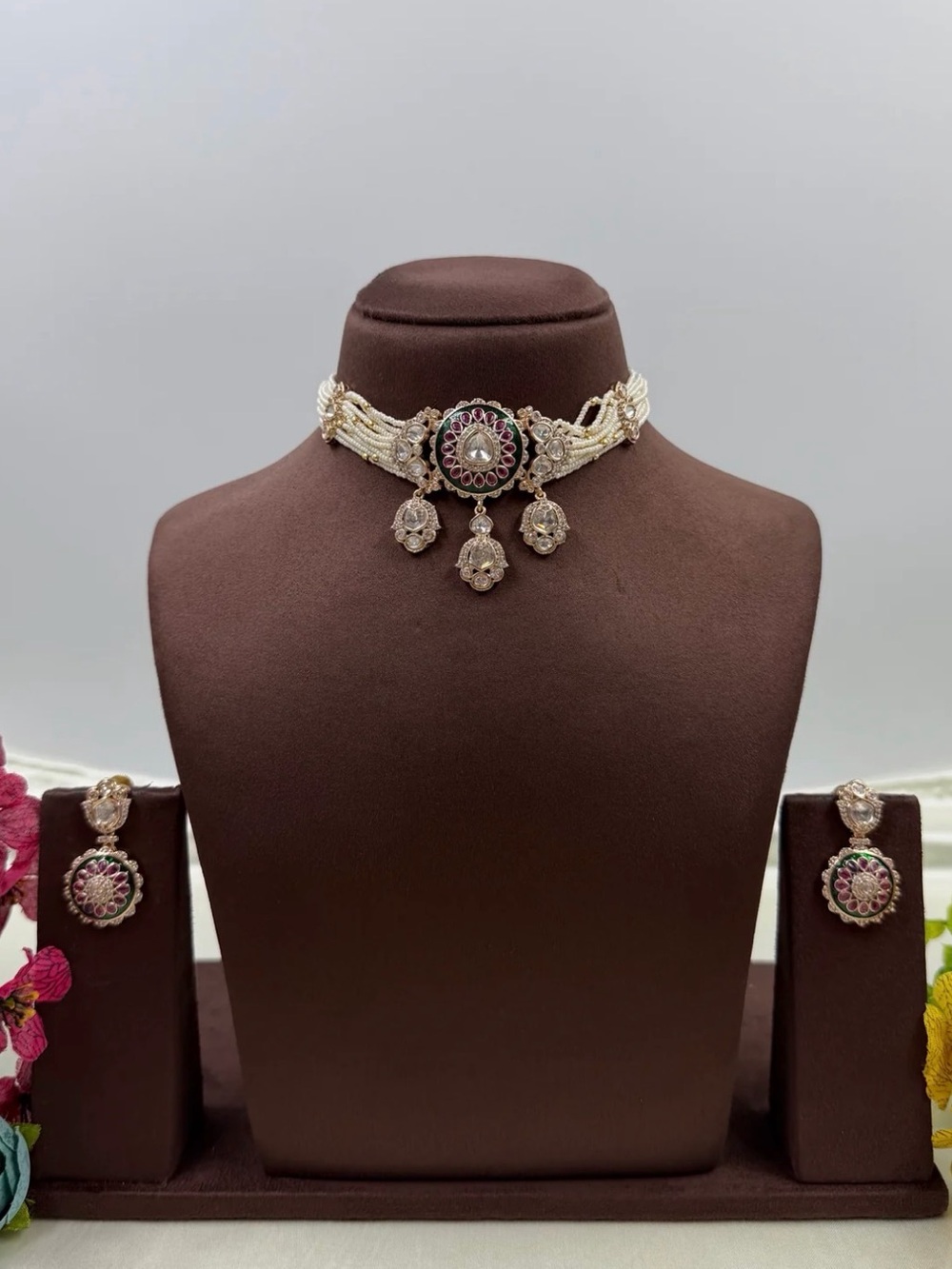 Pearl Choker Necklace Set